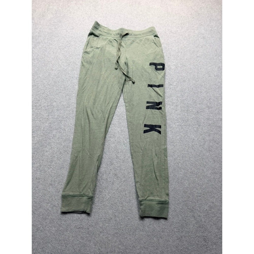 Victoria's Secret PINK Joggers Sage Green Logo Sweatpants Womens Size Small